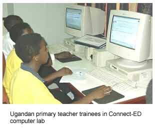 Ugandan primary teacher trainees in a Connect-ED computer lab