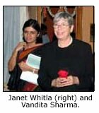 Image of Janet Whitla and Vandita Sharma from EDC at inauguration ceremony.
